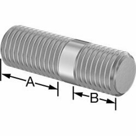 BSC PREFERRED Threaded on Both Ends Stud 18-8 Stainless Steel M16 x 2mm Size 27mm and 16mm Thread Lngth 51mm Long 5580N232